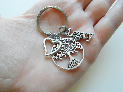 Tree Charm Keychain with Legacy Charm & Heart Charm