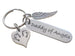 "Daddy of Angels" Keychain with Twins Feet Heart Charm & Wing Charm, Twin Babies Memorial Keychain