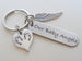 Custom Engraved Memorial Keychain with Twins Feet Heart Charm & Wing Charm, Twin Babies Memorial Keychain
