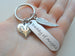 "Daddy of Angels" Keychain with Twins Feet Heart Charm & Wing Charm, Twin Babies Memorial Keychain