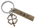 Bronze Four Leaf Clover Charm Keychain with Custom Engraved Tag, Couples Keychain