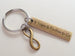 Small Bronze Infinity Charm Keychain with Custom Engraved Tag - Couples Keychain by Jewelry Everyday