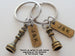 Bronze Small Chess Piece Charm Keychains with Forever Charms & Custom Engraved Option, King and Queen Set - Couples Keychain Set