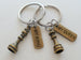 Bronze Small Chess Piece Charm Keychains with Forever Charms & Custom Engraved Option, King and Queen Set - Couples Keychain Set