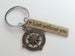 Custom Bronze Compass Charm Keychain with Custom Engraved Tag, From JewelryEveryday
