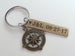 Custom Bronze Compass Charm Keychain with Custom Engraved Tag, From JewelryEveryday