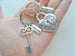 Key and Heart Lock Charm Keychain Set with Forever Charms - Key To My Heart; Couples Keychain Set