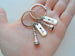 Small Chess Piece Charm Keychains with Love Tag Charms, King and Queen Set - Couples Keychain Set