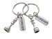 Small Chess Piece Charm Keychains with Forever Tag Charms, King and Queen Set - Couples Keychain Set