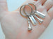 Small Chess Piece Charm Keychains with Forever Tag Charms, King and Queen Set - Couples Keychain Set