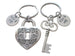 Key and Heart Lock Charm Keychain Set with You & Me Charms - Key To My Heart; Couples Keychain Set