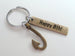 Bronze Fish Hook Charm Keychain with Custom Engraved Tag by JewelryEveryday.