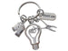 Electrician or Housekeeping Appreciation Keychain with Light Bulb, Pliers, Work Gloves & Thank You Charm, Employee Appreciation Keychain