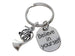 French Horn Charm Keychain with Believe in Yourself Charm, Musician or Music Teacher Keychain