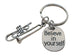 Trombone Charm Keychain with Believe in Yourself Charm, Musician or Music Teacher Keychain