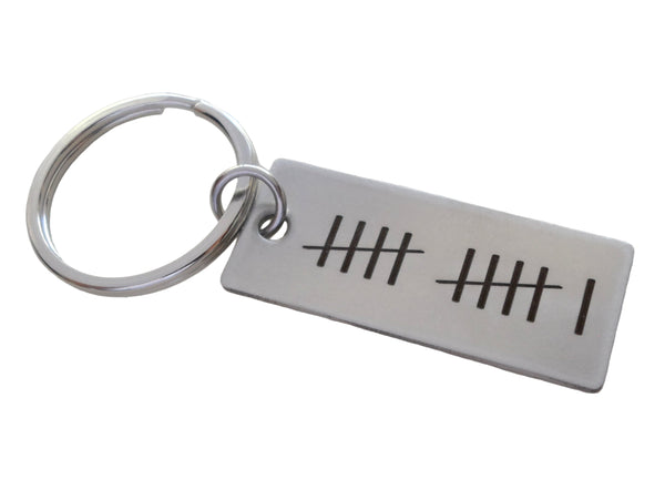 Stainless Steel Tag Keychain Engraved with 11 Tally Marks For Couples 11 Year Anniversary