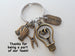Electrician or Housekeeping Appreciation Keychain with Bronze Light Bulb, Pliers, Work Gloves & Thank You Charm, Employee Appreciation Keychain