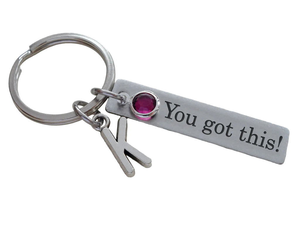 Custom Engraved Stainless Steel Tag Keychain with Birthstone Charm and Initials by JewelryEveryday