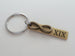 Small Bronze Infinity Charm & Custom Engraved Tag Keychain - Couples Keychain