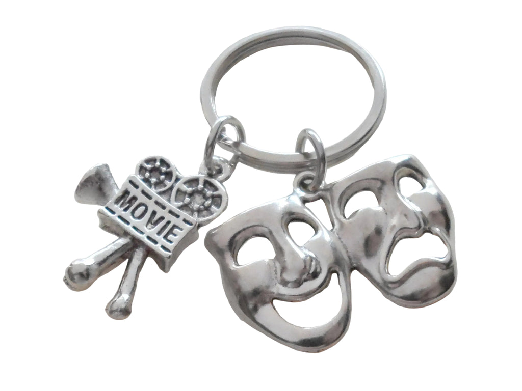 Movie & Drama Mask Charm Keychain, For Videographer, Producer, Actors, Graduate, Director Gift