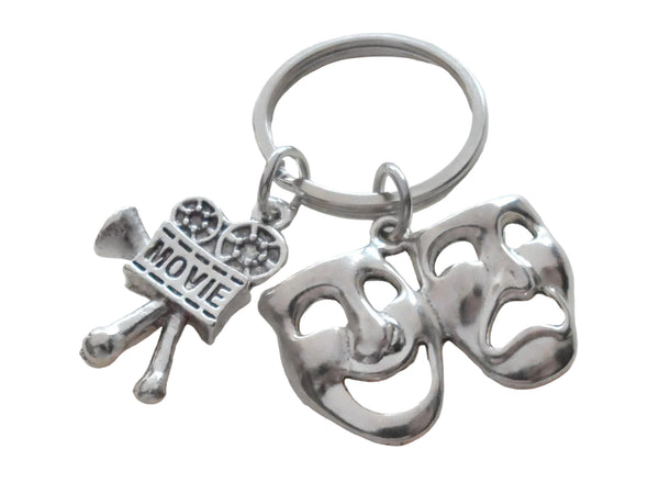 Movie & Drama Mask Charm Keychain, For Videographer, Producer, Actors, Graduate, Director Gift