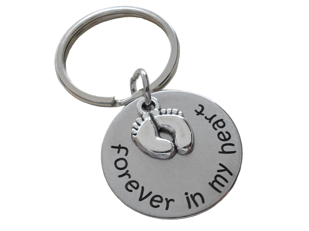 Baby Memorial Keychain - "Forever in my Heart" with Baby Feet Charmwelry Everyday by Jewelry Everyday