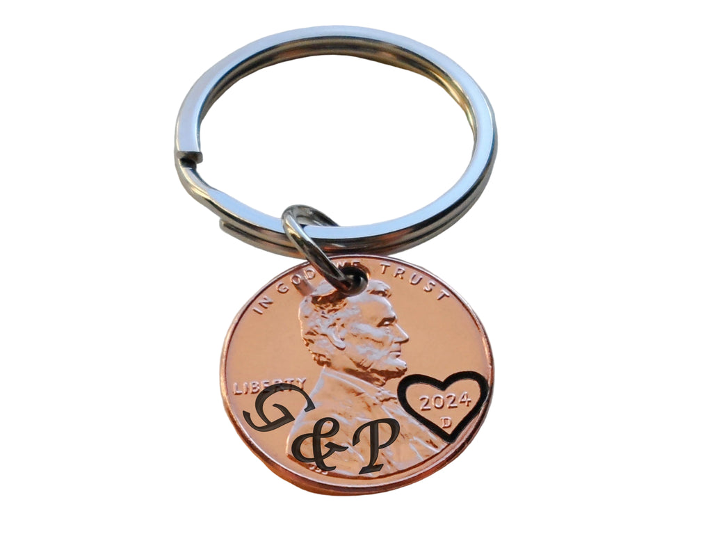 Custom Engraved Penny Keychain, Personalized Lucky Penny Keychain, Anniversary Penny Key Chain