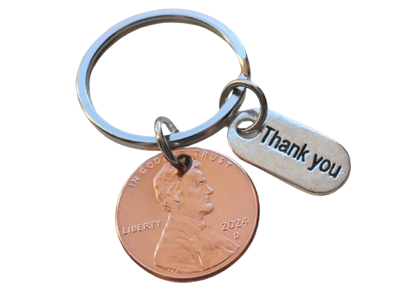 Employee Appreciation 2024 Penny Keychain, Lucky Penny Keychain, Gift for Staff or Volunteers