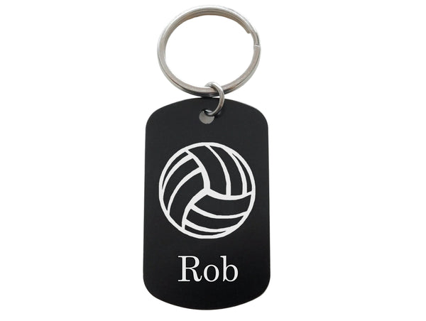 Athlete Aluminum Tag Keychain with Sport Image and Custom Name Engraved, For Graduate, Team Player or Coach