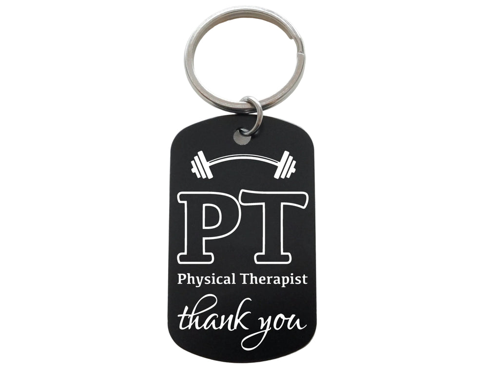 Physical Therapist Appreciation Keychain Engraved Aluminum Tag by Jewelry Everyday