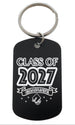 Class of 2027 Graduate Engraved Keychain on Black Anodized Aluminum Tag, For Graduation Gift