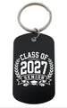 Class of 2027 Senior Graduate Engraved Keychain on Black Anodized Aluminum Tag, For Graduation Gift