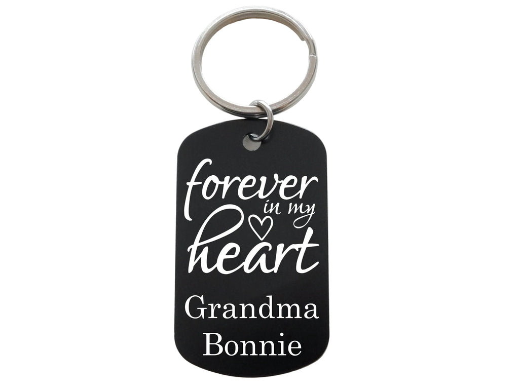 Custom Engraved Forever in My Heart Aluminum Tag Keychain, Memorial Keychain by Jewelry Everyday