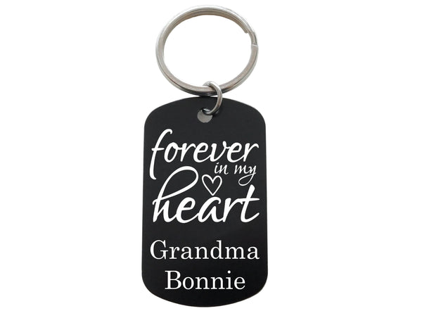 Custom Engraved Forever in My Heart Aluminum Tag Keychain, Memorial Keychain by Jewelry Everyday