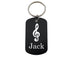 Music Aluminum Tag Keychain with Treble Clef Image and Custom Engraved Name, For Student or Teacher Gift