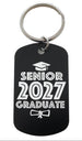 Senior 2027 Graduate Engraved Keychain on Black Anodized Aluminum Tag, For Graduation Gift