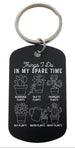 Plant Lover's Keychain with Engraved "Things I Do In My Spare Time" and Potted Plants Images