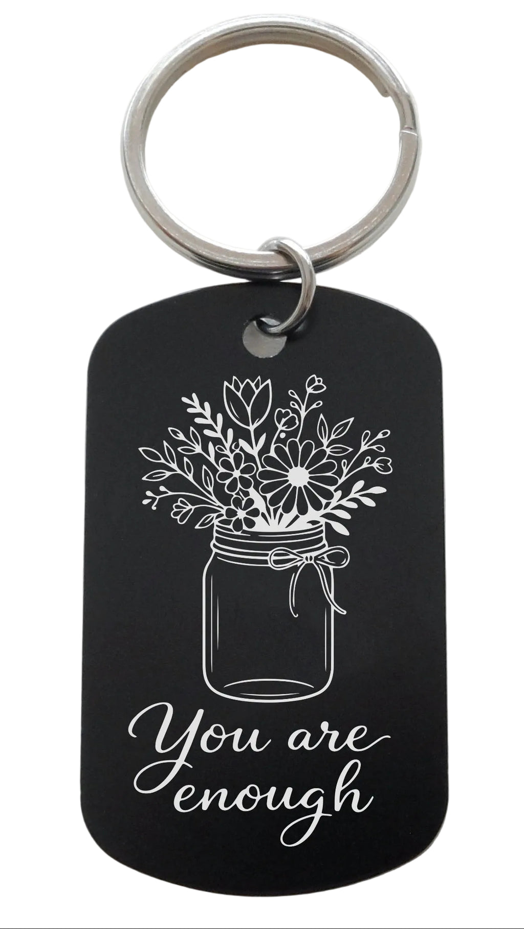 "You Are Enough" and Flowers Images Keychain, Encouragement Gift