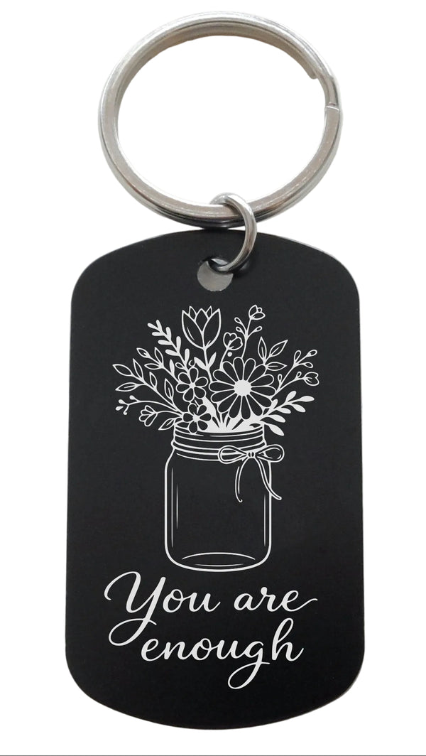 "You Are Enough" and Flowers Images Keychain, Encouragement Gift