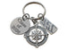 Compass Charm Keychain with Find Joy in the Journey Charm & Custom Engraved Disc