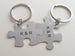 2 Matching Steel Puzzle Custom Engraved Keychains by Jewelry Everyday