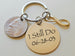 Custom Engraved Brass Disc Keychain with Nickel & Brass Infinity Charm, 21 Year Anniversary Gift, Personalized Key Chain