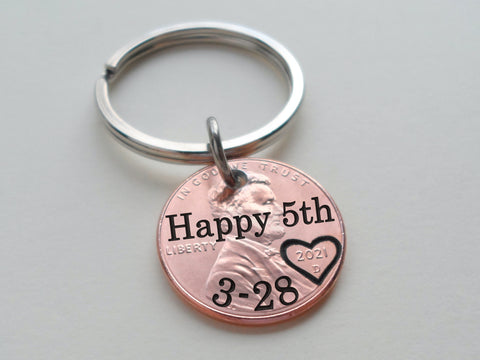 Custom Engraved Penny Keychain, Personalized Lucky Penny Keychain, Anniversary Penny Key Chain