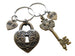 Bronze Key & Lock Charm Keychains, with 8 Tally Marks Engraved Heart Charm, For Couples 8 Year Anniversary