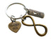 Bronze Infinity Charm Keychain With Love Tag & "Happy 8th" Heart Charm Keychain, 8 Year Anniversary