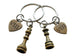 Bronze Small Chess Piece Charm Keychains, King and Queen Set with Heart Tags Engraved "VIII" Roman Numerals - Couples 8 Year Anniversary Gift