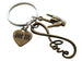 Bronze Love Infinity Charm Keychain With ASL I Love You Hand Charm & 8 Tally Mark Heart Charm, 8 Year Anniversary