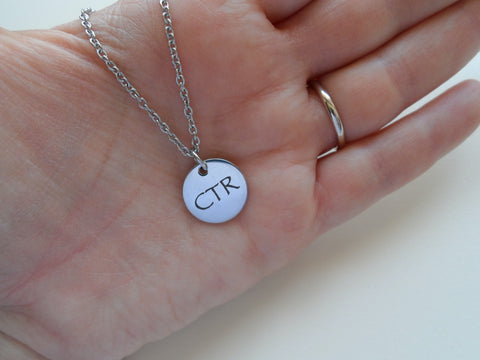 Choose the Right Engraved Stainless Steel "CTR" Disc on Stainless Steel Necklace Chain, Latter-day Saint Necklace by JewelryEveryday