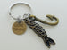 Personalized Bronze Fish & Hook Charm Keychain with Custom Engraved Circle Tag