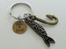 Personalized Bronze Fish & Hook Charm Keychain with Custom Engraved Circle Tag